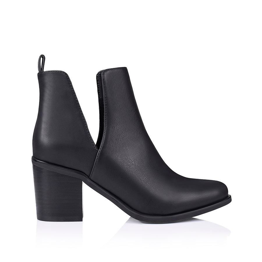 Leather Booties With Side Cut Out Lucky Brand Ankle Boots Black