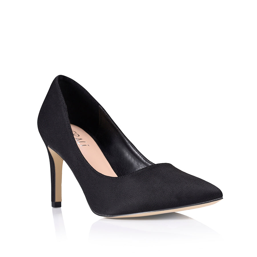 Wish Court Heel Pumps Black Micro