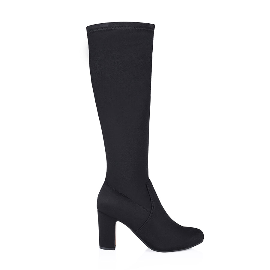 Zack Knee High Boots - Black Microsuede