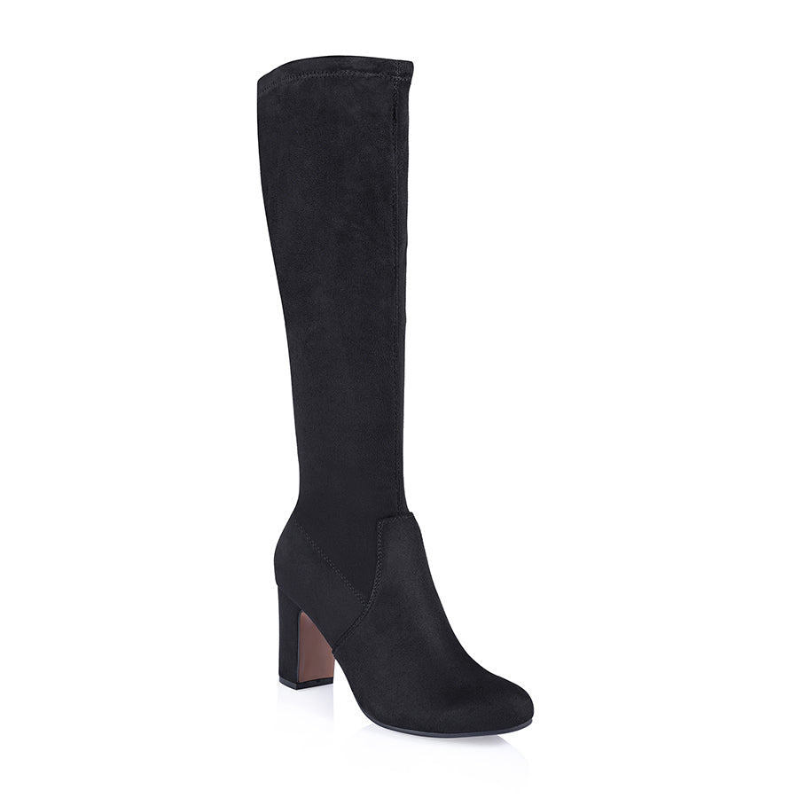 Zack Knee High Boots - Black Microsuede