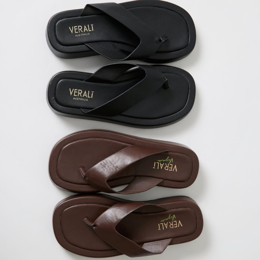 Bouncer II Flatform Thongs - Black Smooth