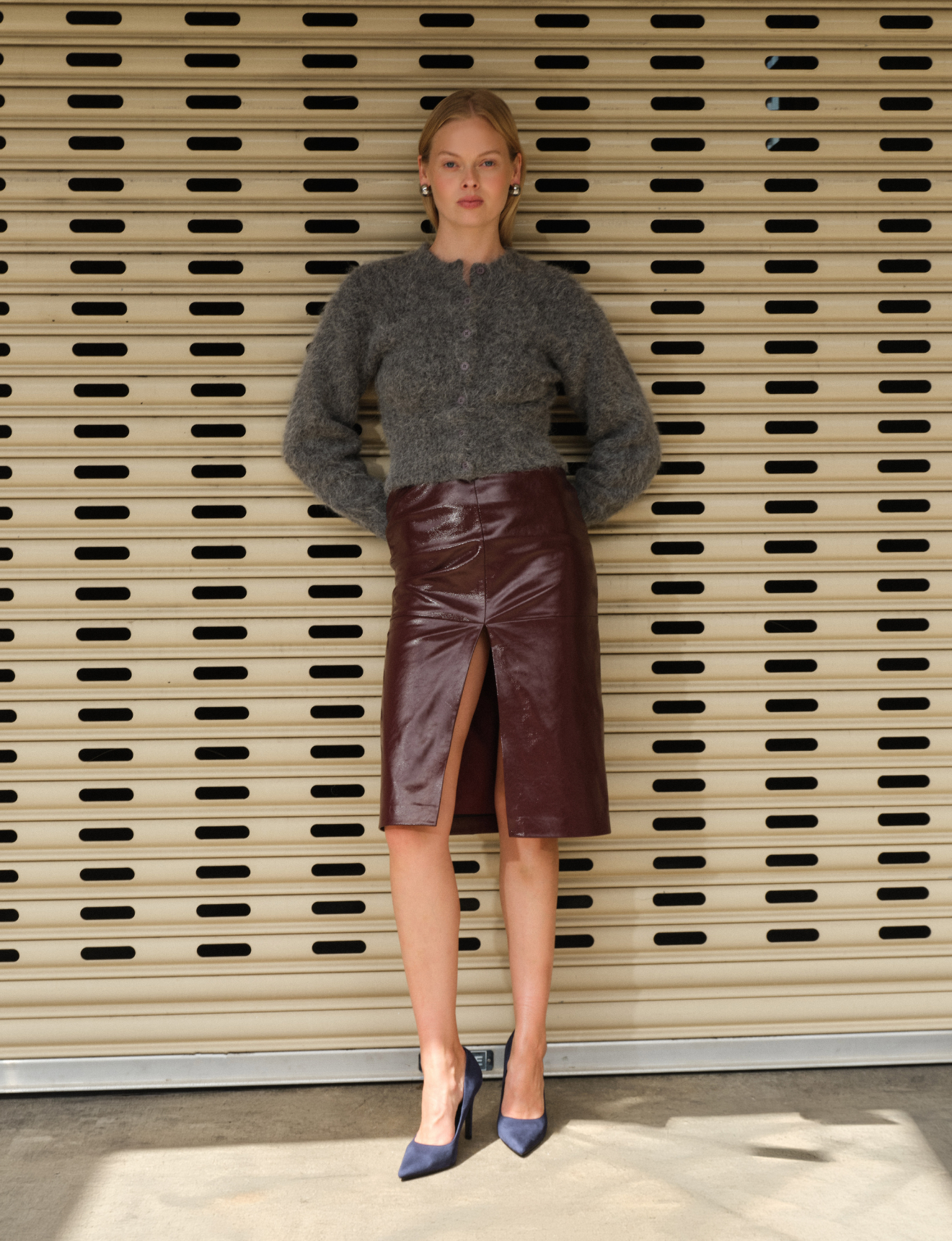 Mikayla Stiletto Heel Pumps - Navy Blue Micro