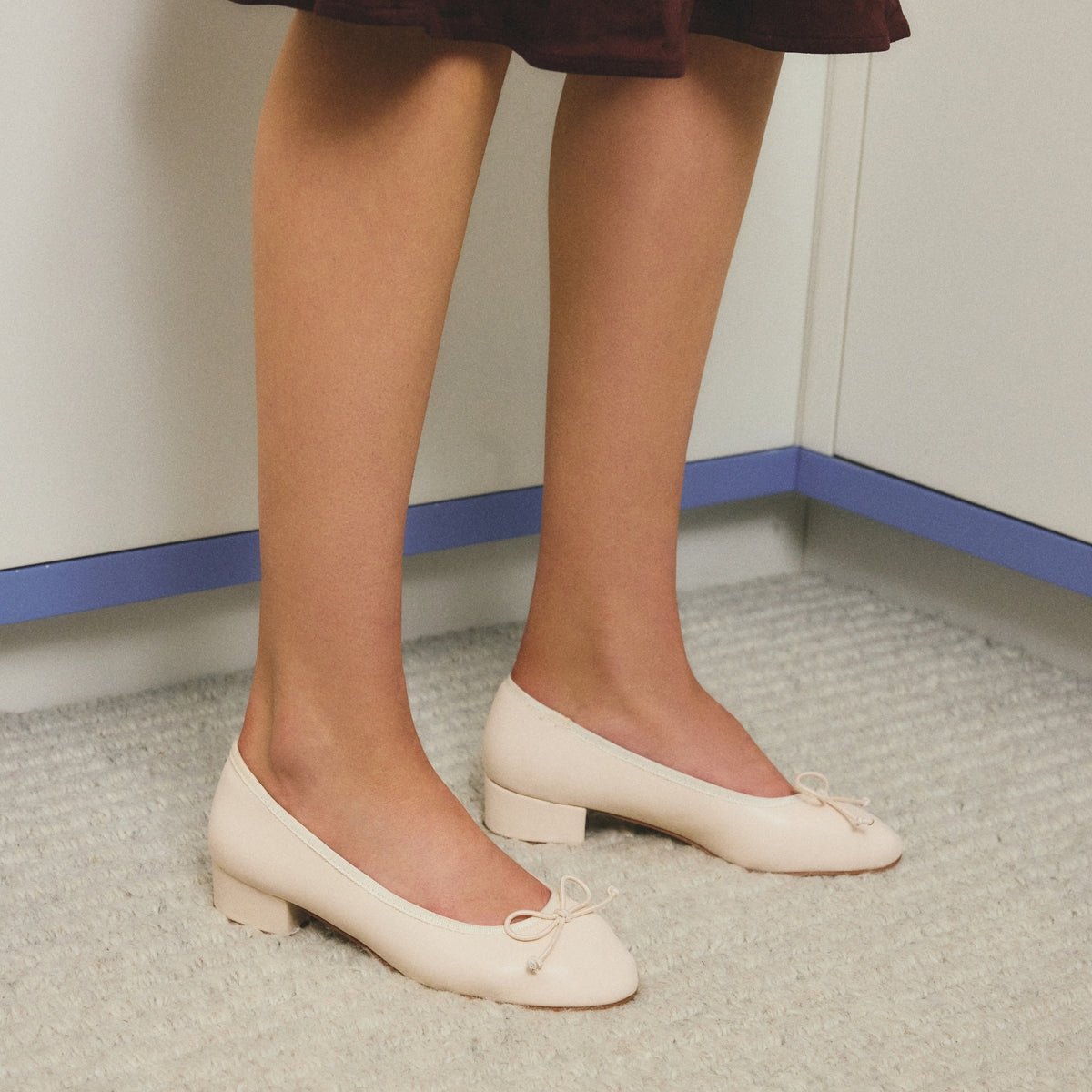 Minnie Ballet Block Heels - Bone White