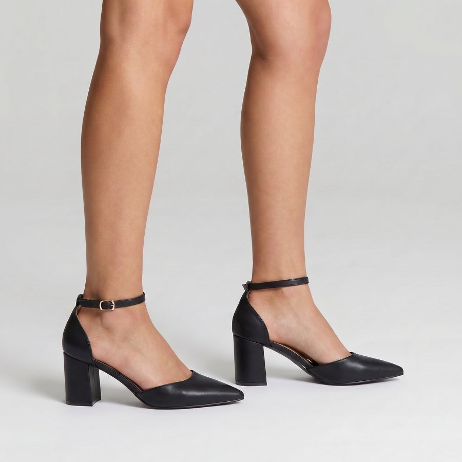 Eli Closed Toe Block Heels - Black