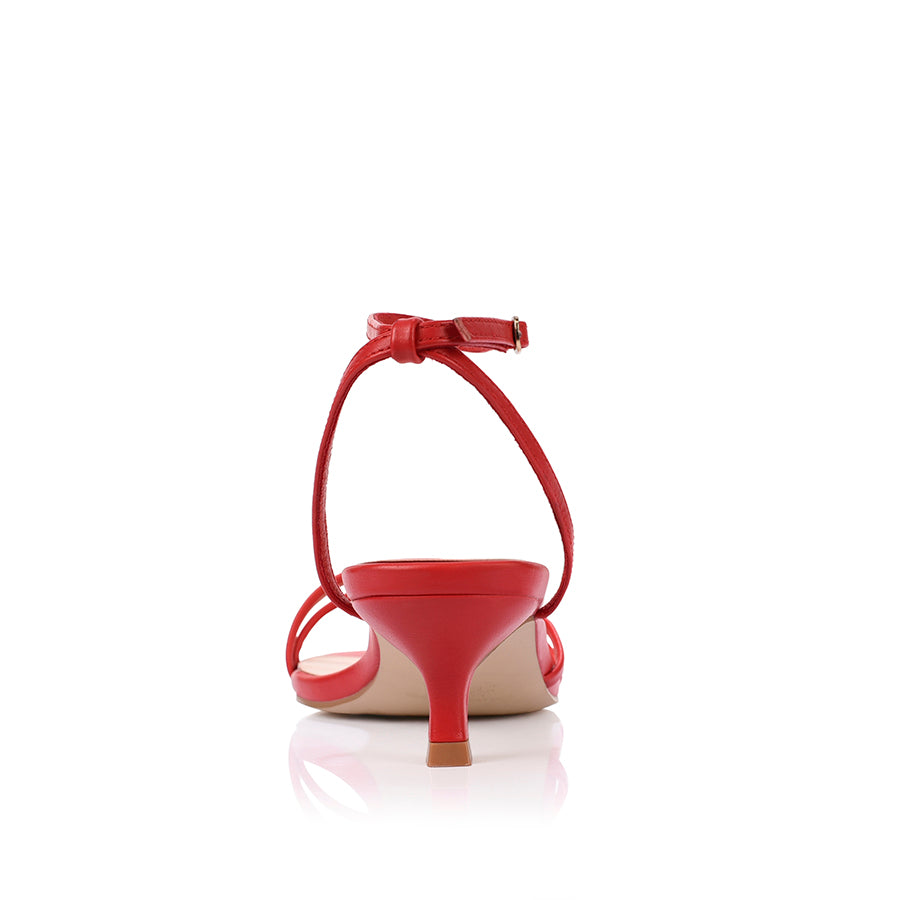 Alex Kitten Heel Sandals - Red