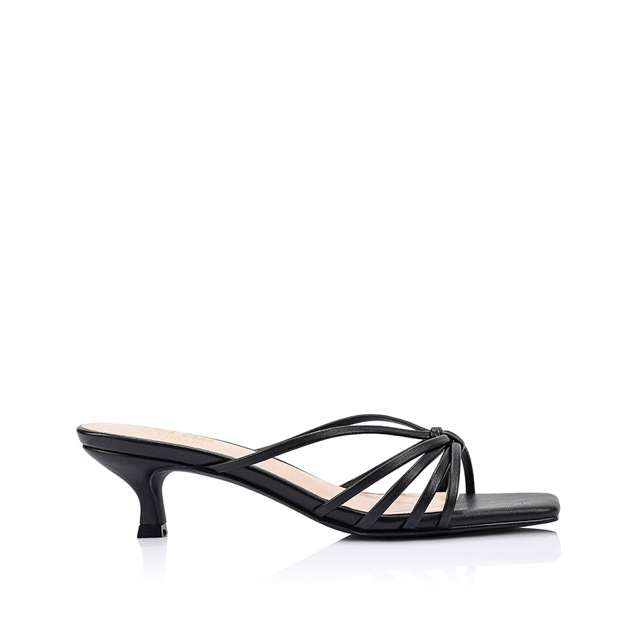 Alexis Kitten Heel Mules - Black