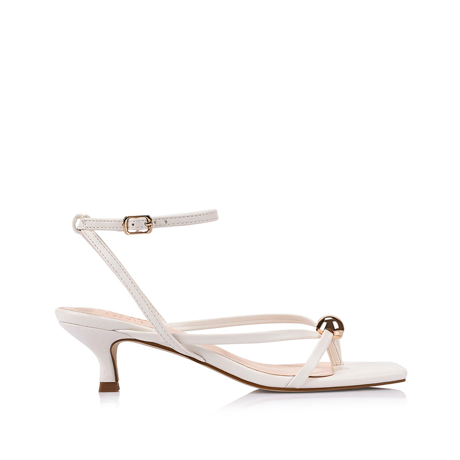 Alice Kitten Heel Sandals - Chalk White