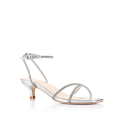 Silver high-heeled sandal with thin straps