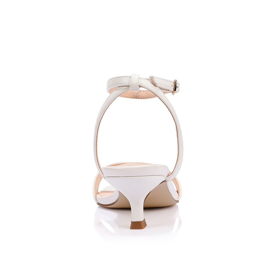 Aloha Kitten Heel Sandals - Chalk White