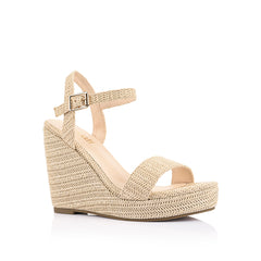 Women's raffia and rope espadrille wedge 