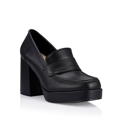 Avina Heeled Loafers Black Smooth Verali Shoes