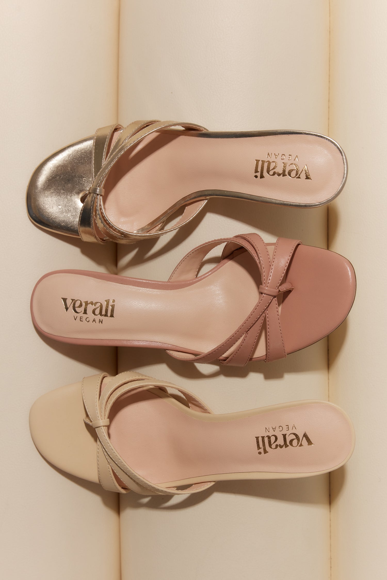 Beau Kitten Heel Thongs - Champagne Gold