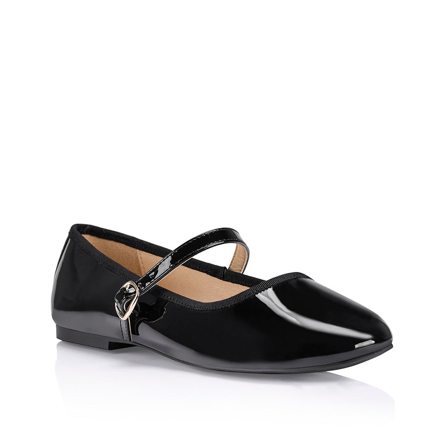 Bambi Mary Jane Flats Black Patent