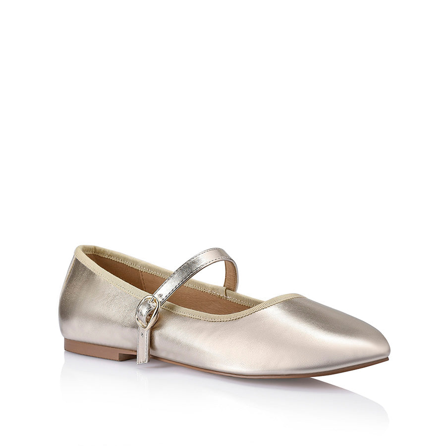 Bambi Mary-Jane Flats - Champagne Smooth