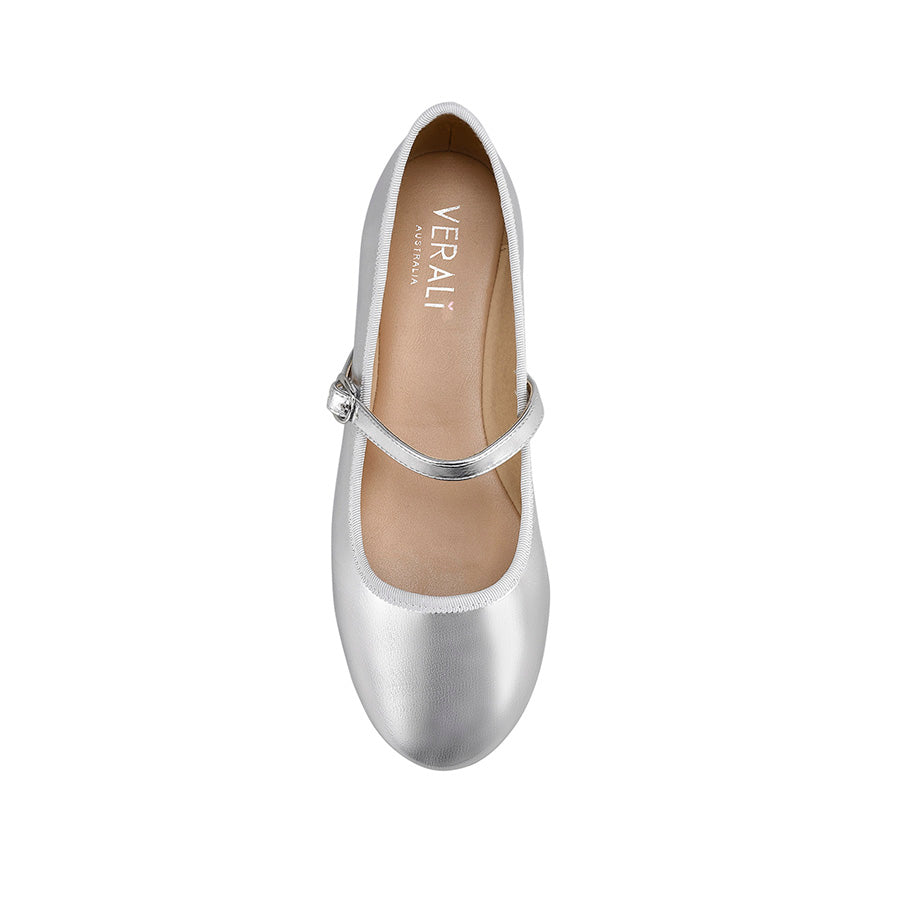 Bambi Mary-Jane Flats - Silver Smooth