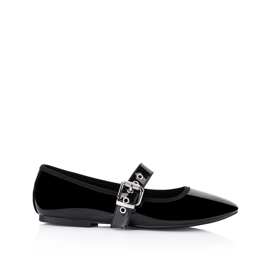 Women's black patent Mary Jane ballet flats