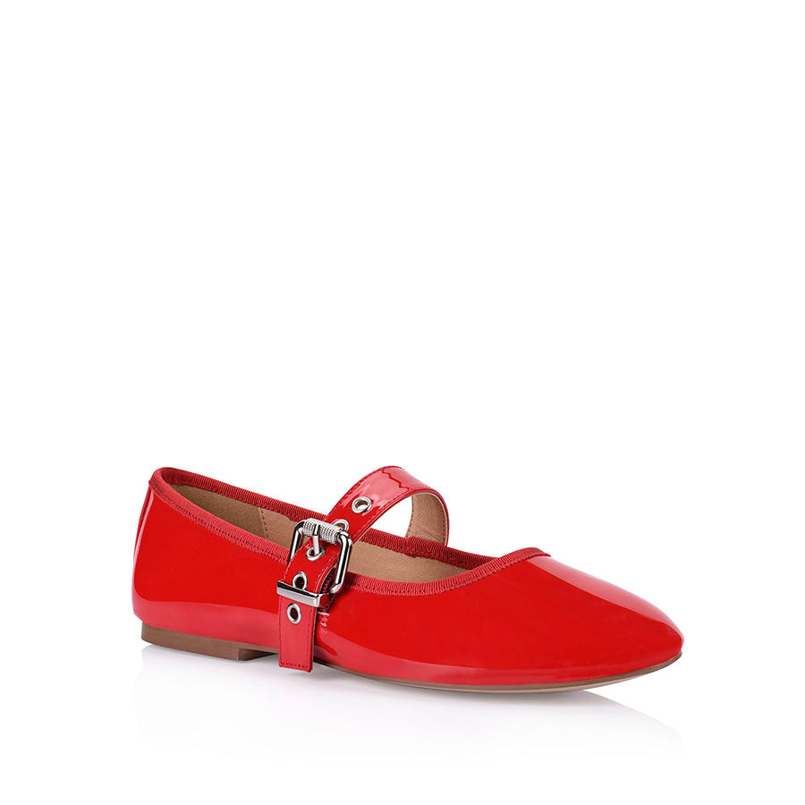 Women's red patent Mary Jane ballet flats