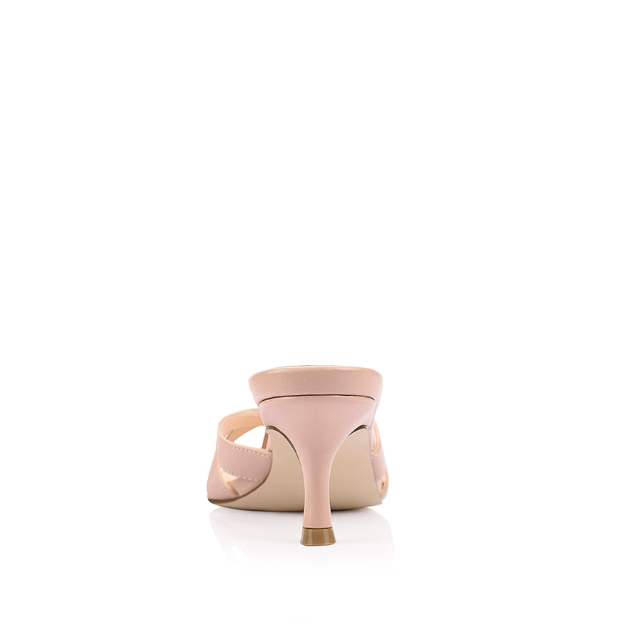 Women's dusty pink kitten heel mules
