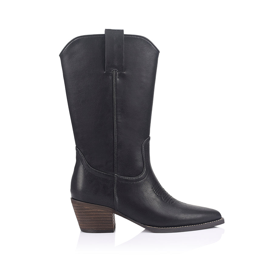 Benny Cowboy Boots - Black Distressed