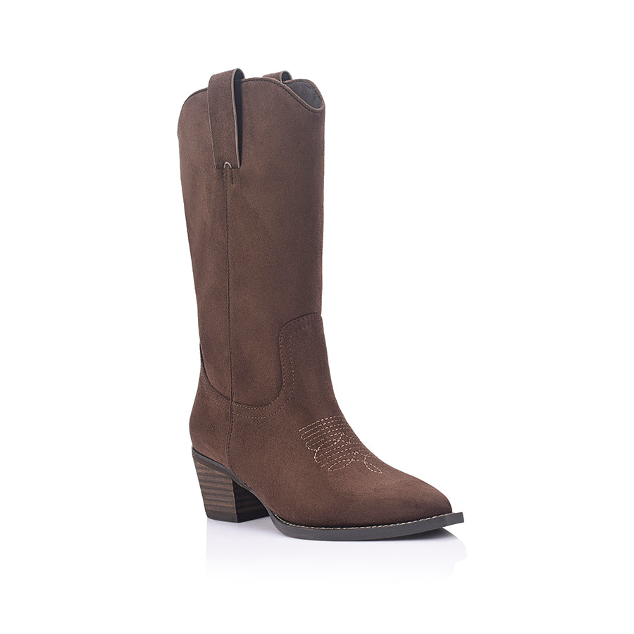 Benny Cowboy Boots - Chocolate Brown Micro