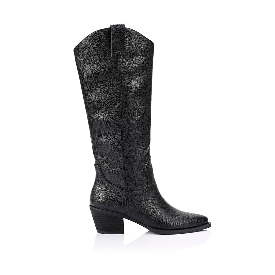 Benz Cowboy Boots - Black Pebble
