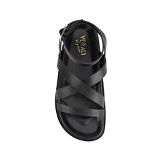 Women's black strappy footbed sandal