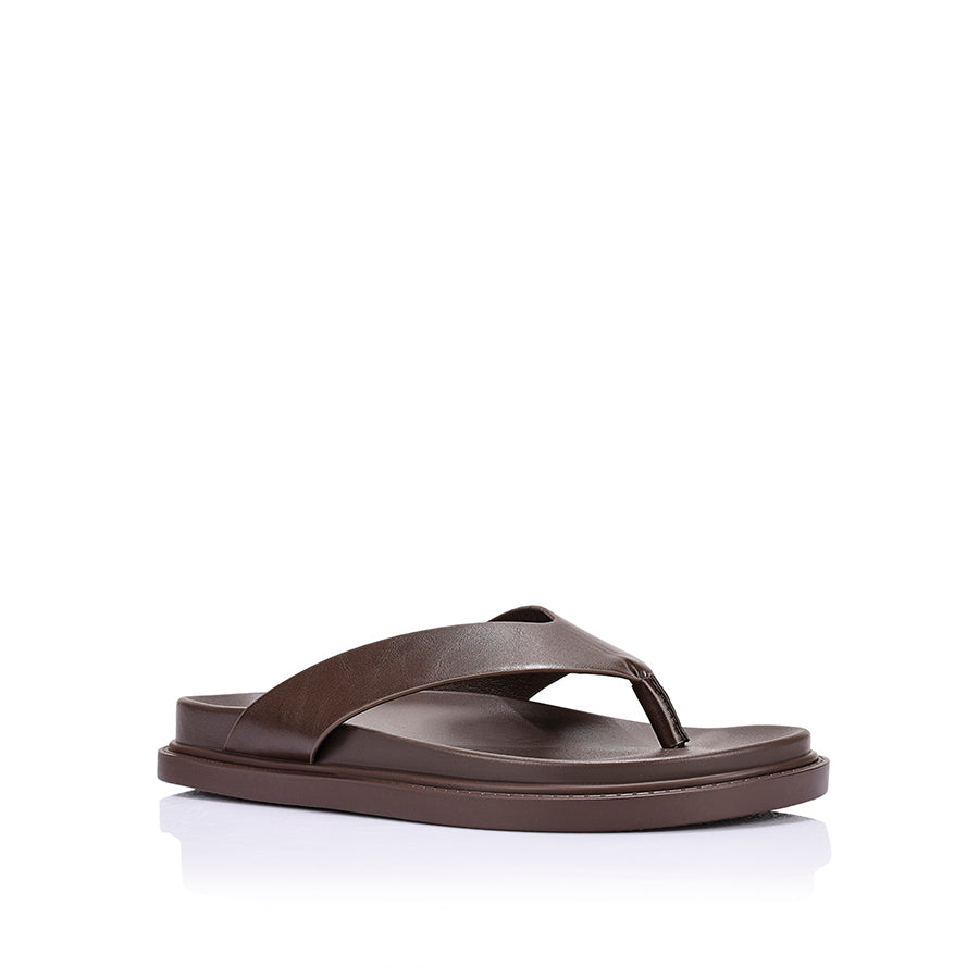 Bridget Footbed Slides - Chocolate Brown