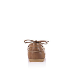 Distressed vegan leather boat shoe with lace detailing