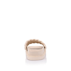 Women's bone neutral braided slip on footbed slides