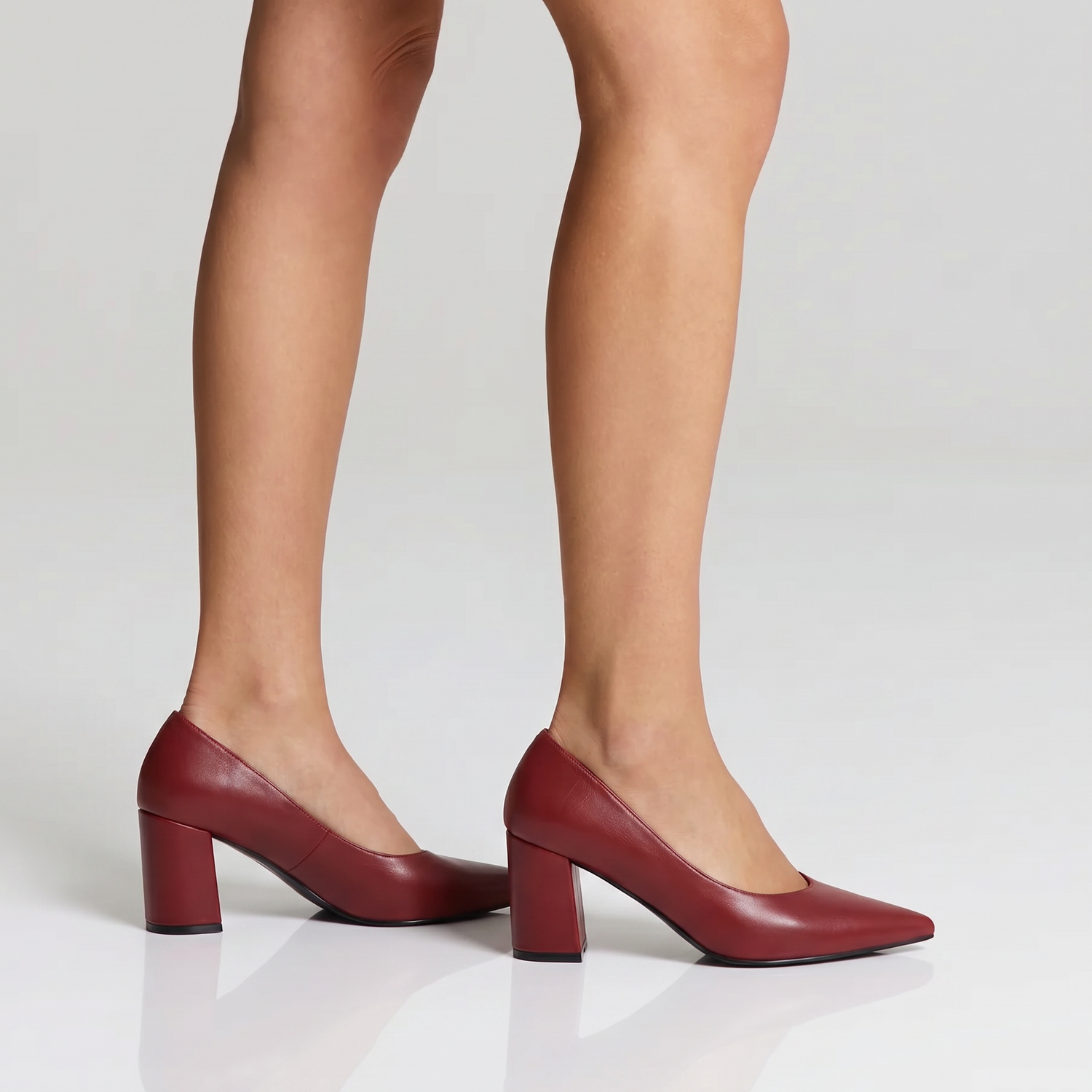 Elliot Block Heel Pumps - Berry Red