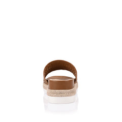Women's platform footbed slide in tan