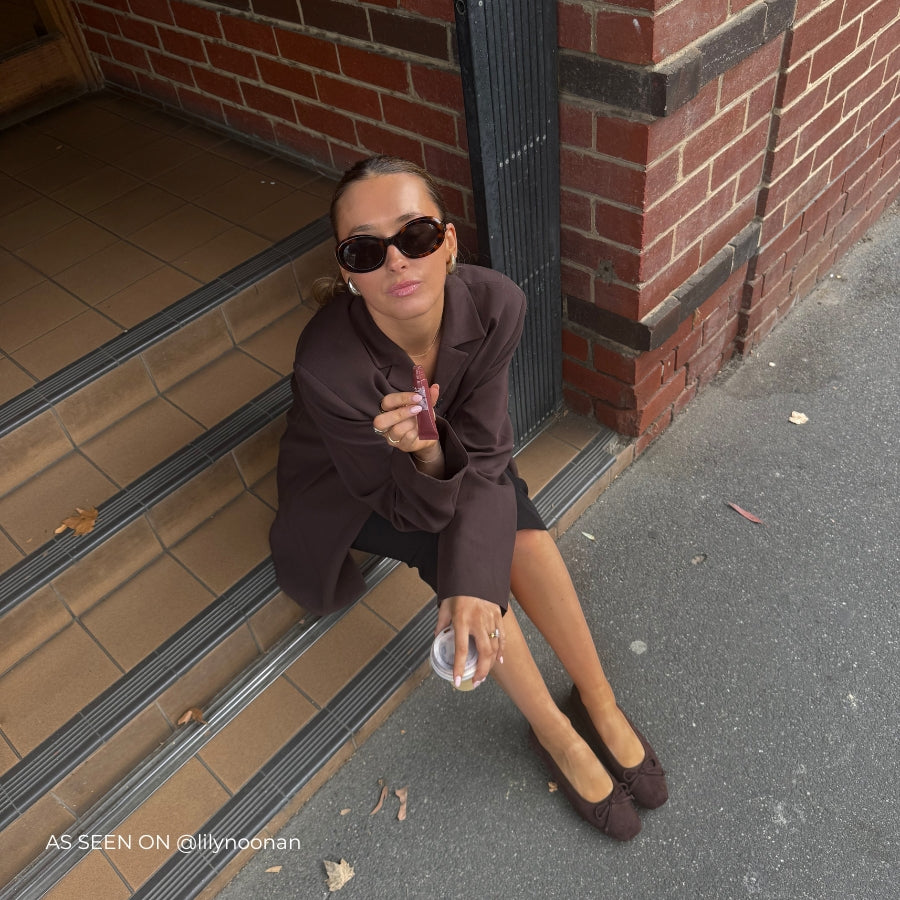 Eugenie Ballet Flats - Chocolate Brown Micro