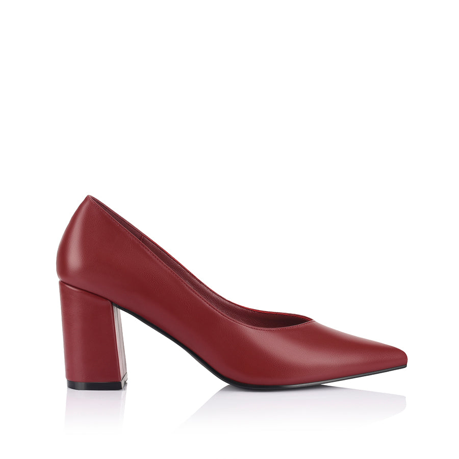 Elliot Block Heel Pumps - Berry Red