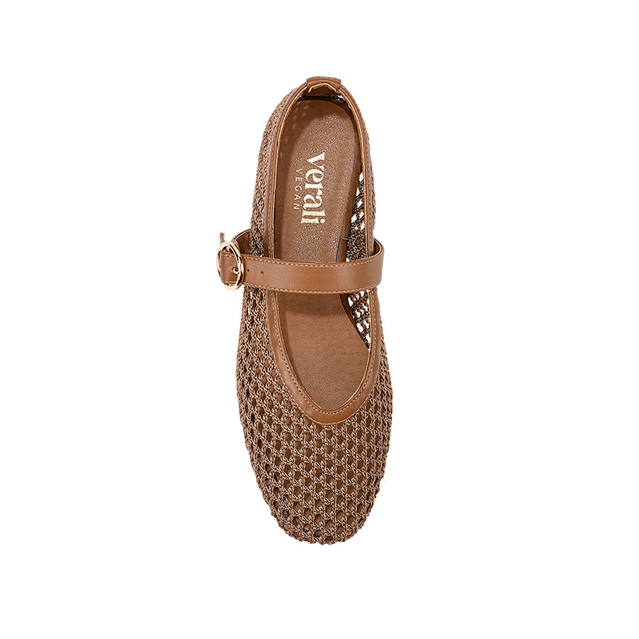 Eunice Mary-Jane Flats - Dark Camel Tan