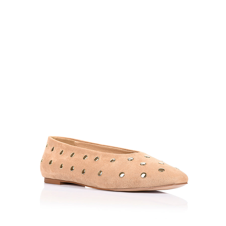 Euri Studded Ballet Flats - Sand Beige Micro
