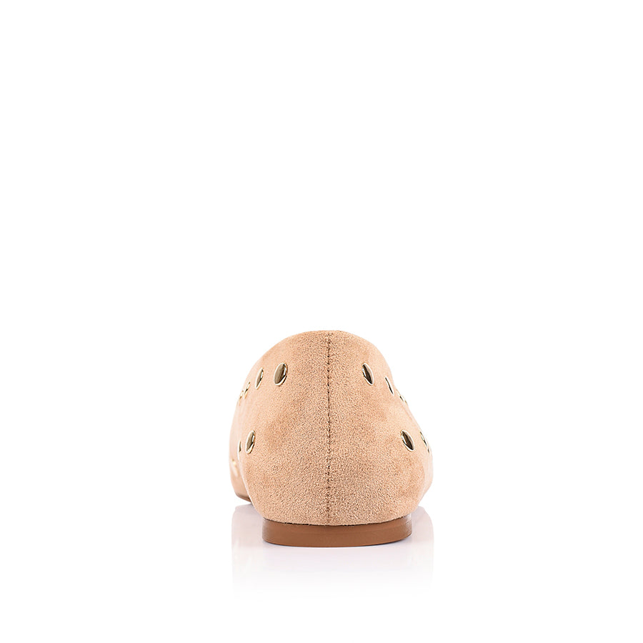 Euri Studded Ballet Flats - Sand Beige Micro
