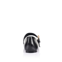 Crinkled texture Mary-Jane ballet flat with gold buckle