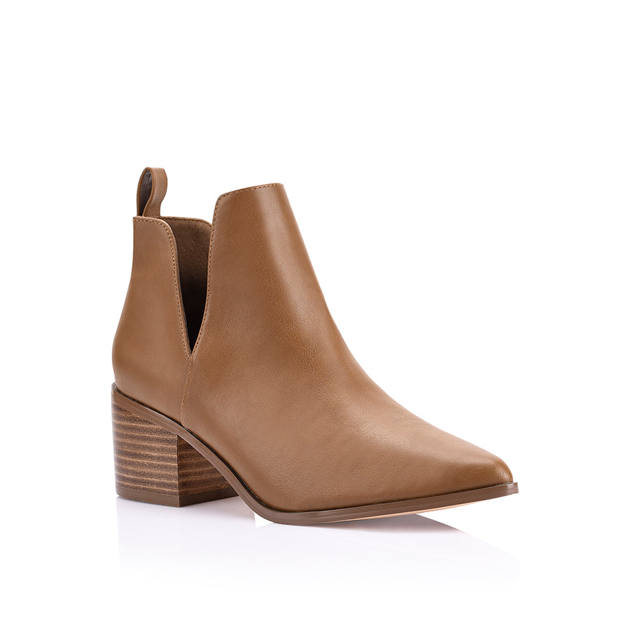 Fierce Cut Out Ankle Boots - Tan Softee