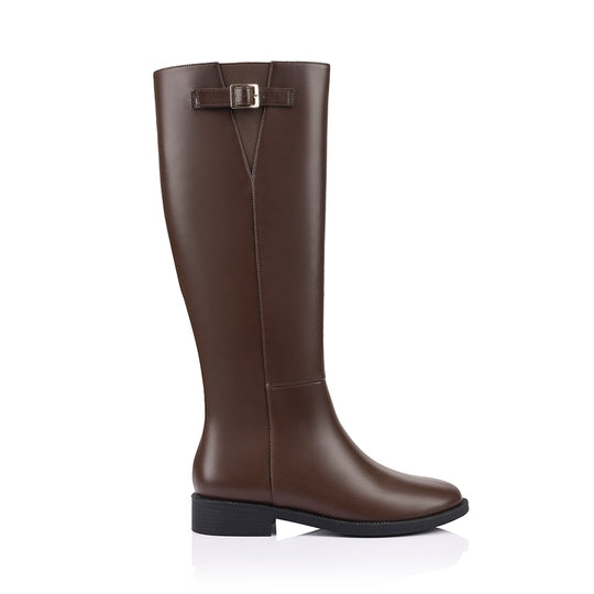 Garfield Flat Knee High Boots - Chocolate Brown – Verali Shoes