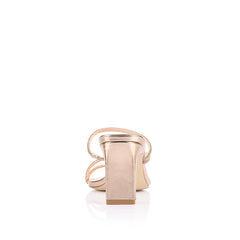 Rose gold high-heeled sandal with thin straps