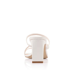Women's chalk white block heel strappy mule