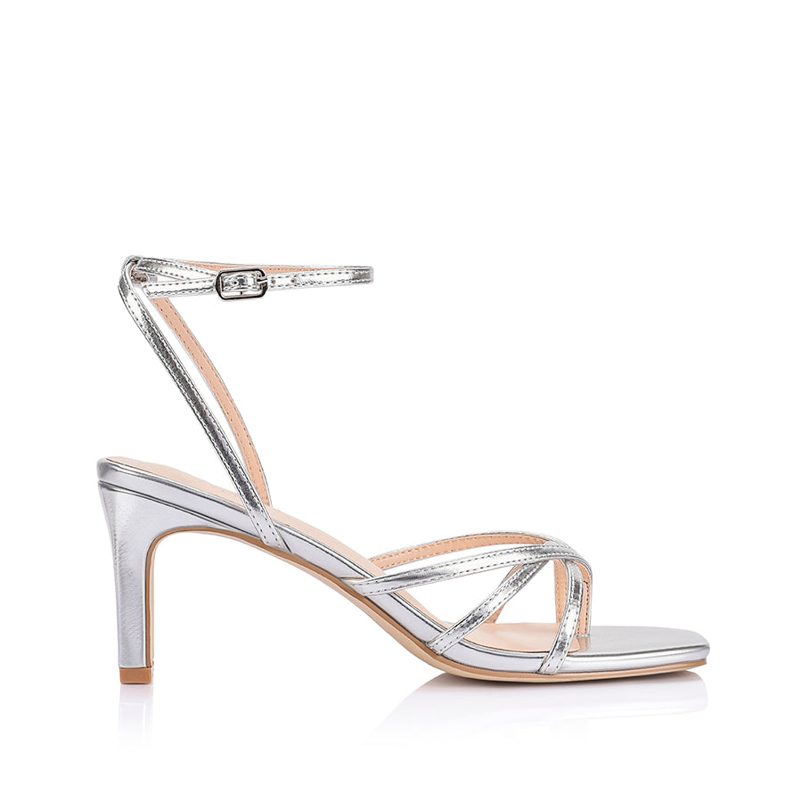 Gio Block Heel Sandals - Silver