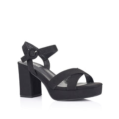 Black microsuede sandal platform heel