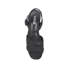 Black microsuede sandal platform heel