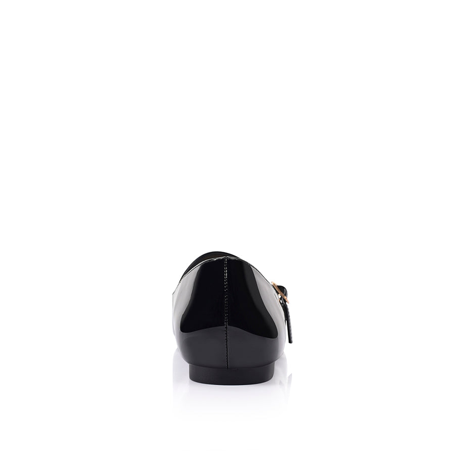 Women's black patent mary jane pointed toe ballet flat