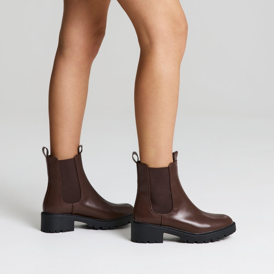 Jace Chelsea Combat Boots  - Chocolate Brown