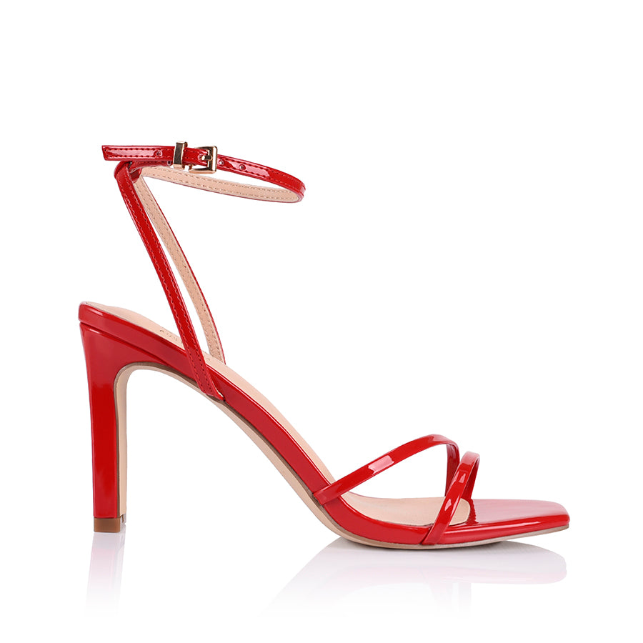 Womens red patent strappy high heel