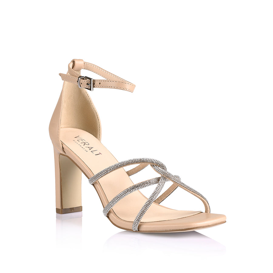 Kisha Strappy Heeled Sandals - Nude/Silver