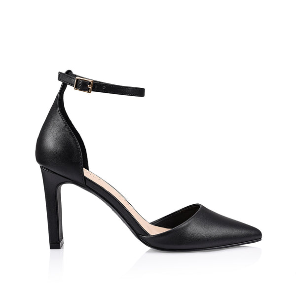 Kitra Closed Toe Heels Black Smooth Verali Shoes