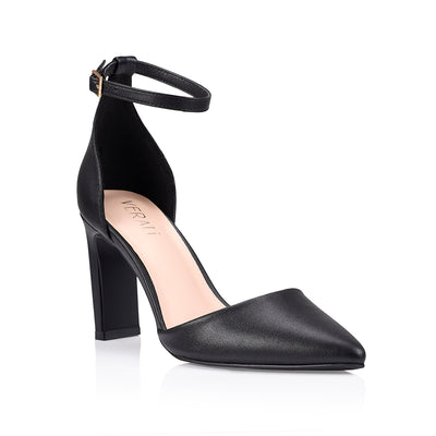 Kitra Closed Toe Heels Black Smooth Verali Shoes